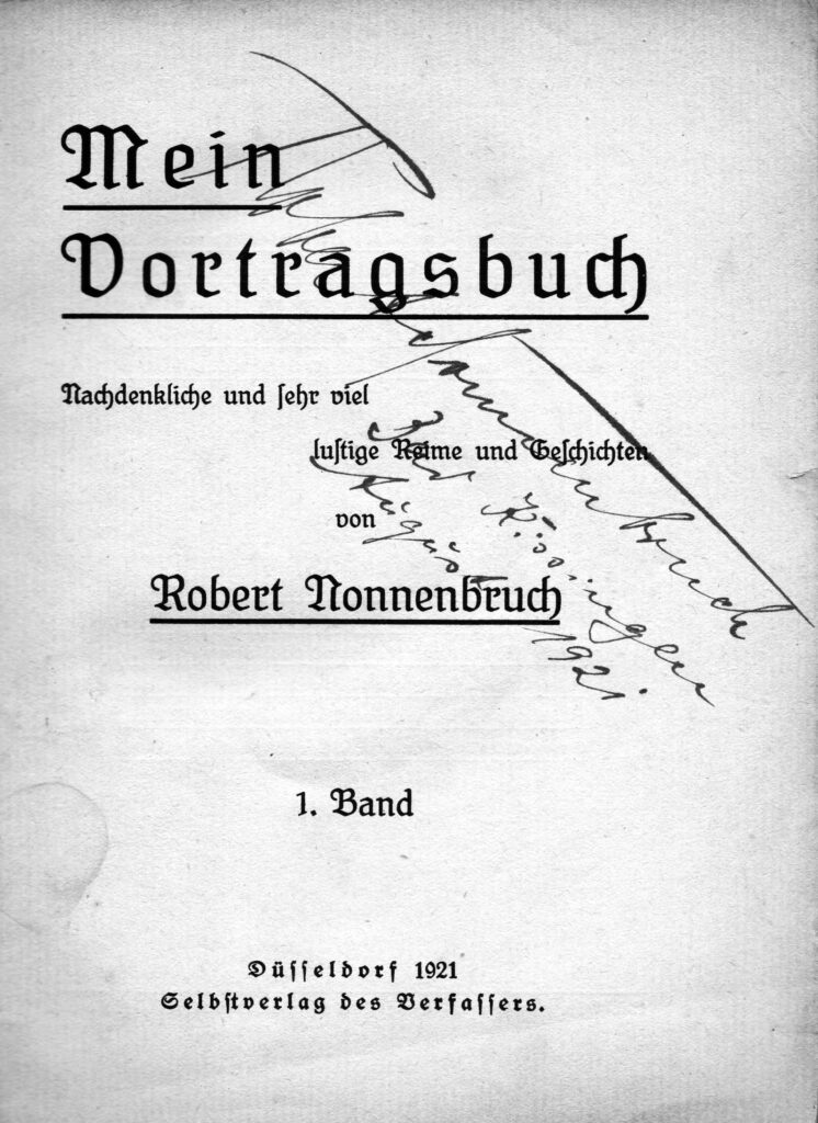 Robert Nonnenbruch, Mein Vortragsbuch, signiertes Exemplar (1921)